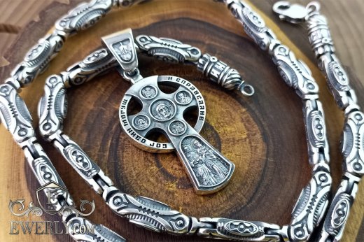 Designer silver chain 150 grams with a cross without a crucifix