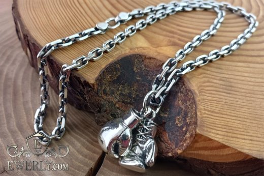 Buy an men's anchor chain with a pendant "Boxing gloves"